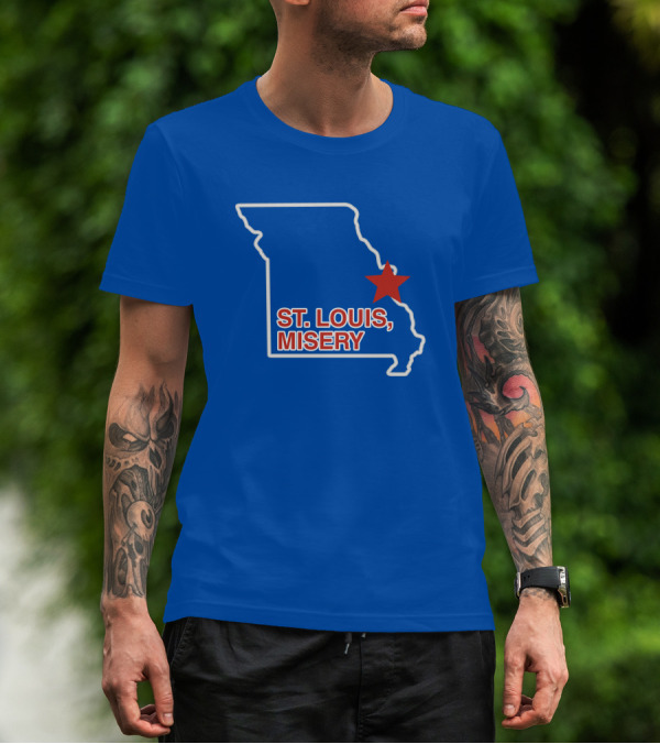Obvious Merch St. Louis Misery Map Outline With Red Star T-Shirt
