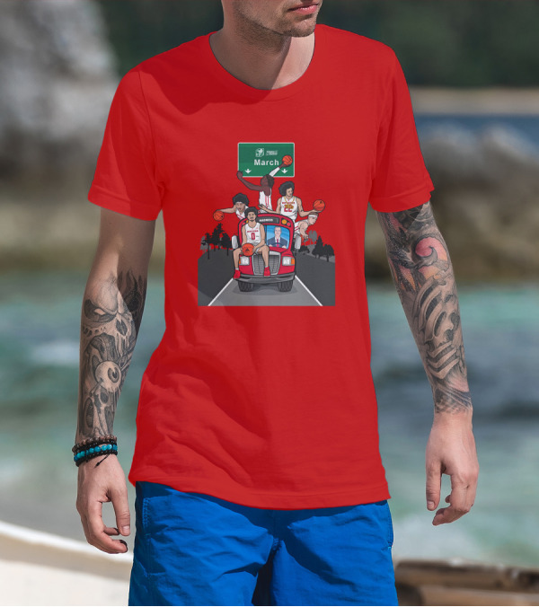 Rutgers Scarlet Knights Bus Journey To Dayton March Madness Basketball Tournament T-Shirt