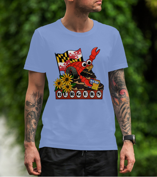 Bergers Old Bay Maryland Flag Mr. Trash Wheel T-Shirt