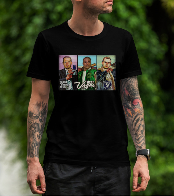 Grand Theft Auto Las Vegas Raiders Mercerart Trio With Video Game T-Shirt