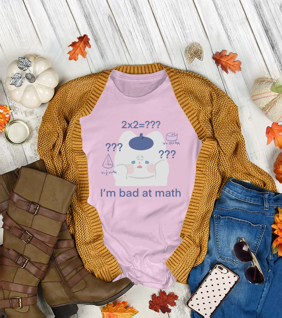 Maobabie Merch I'm Bad At Math Jennie Cat Confused by Math Equations T-Shirt