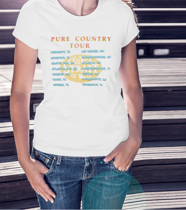 1992 Pure Country Tour Mesquite Las Cruces Houston Albuquerque Chapel Hill Atlanta Atlantic City Murfreesboro Fairfax Fresno Waco Sacramento Odessa Kingsville T-Shirt