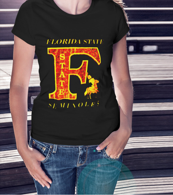Florida State Seminoles Vintage 1980s Large F Cracked Texture T-Shirt