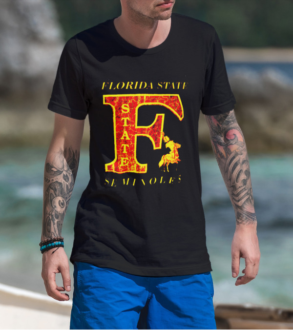 Florida State Seminoles Vintage 1980s Large F Cracked Texture T-Shirt