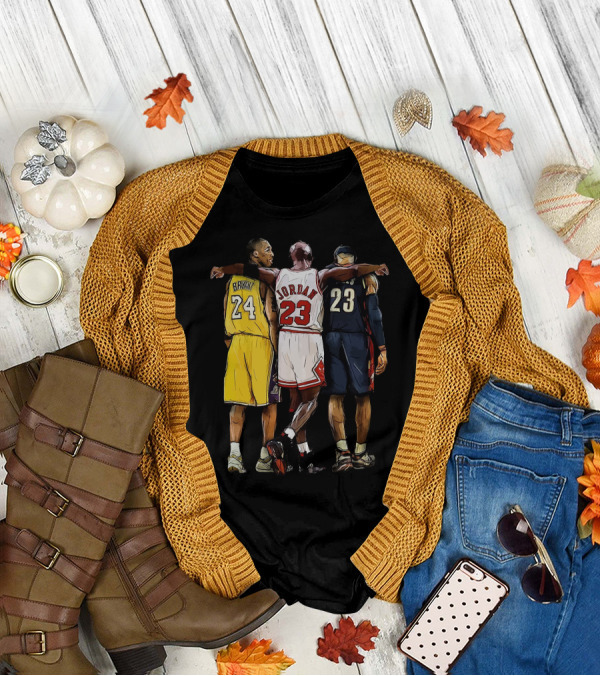 Kobe Bryant 24 Michael Jordan 23 LeBron James 23 GOAT Legendary Trio T-Shirt