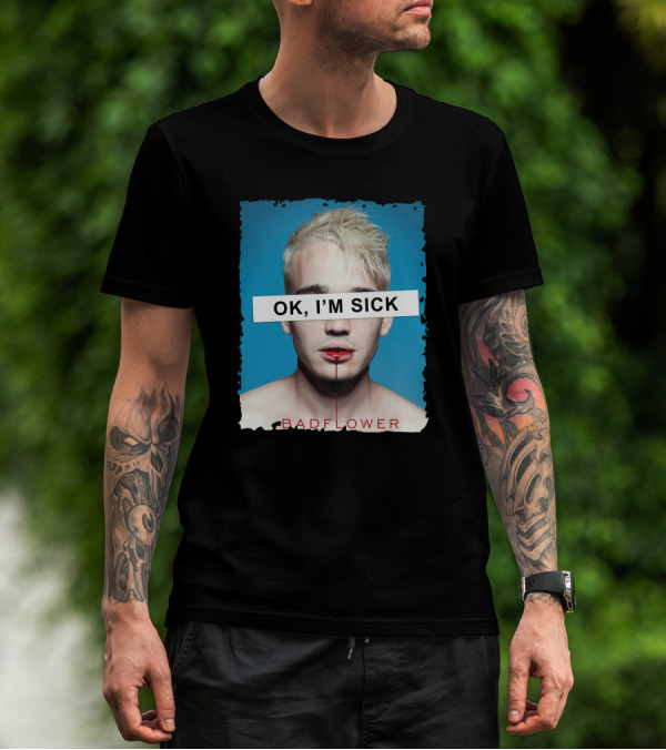 Badflower OK I'm Sick Album Art Distressed Blue Red T-Shirt
