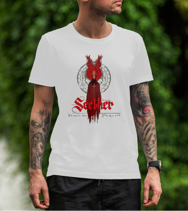 Seether Poison The Parish Red Hooded Figure With Geometric Circle T-Shirt