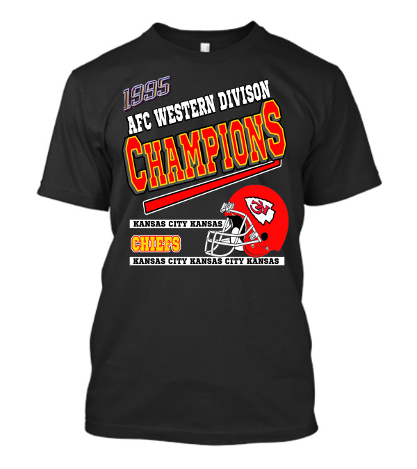 1995 AFC Western Division Champions Kansas City Kansas Chiefs Football Helmet T-Shirt