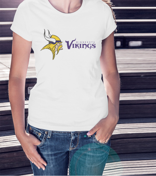 Minnesota Vikings Football Team Logo With Viking Helmet And Braided Beard T-Shirt
