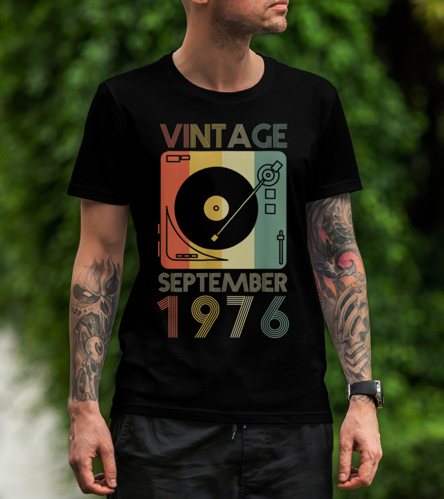 Vintage September 1976 Retro Record Player T-Shirt
