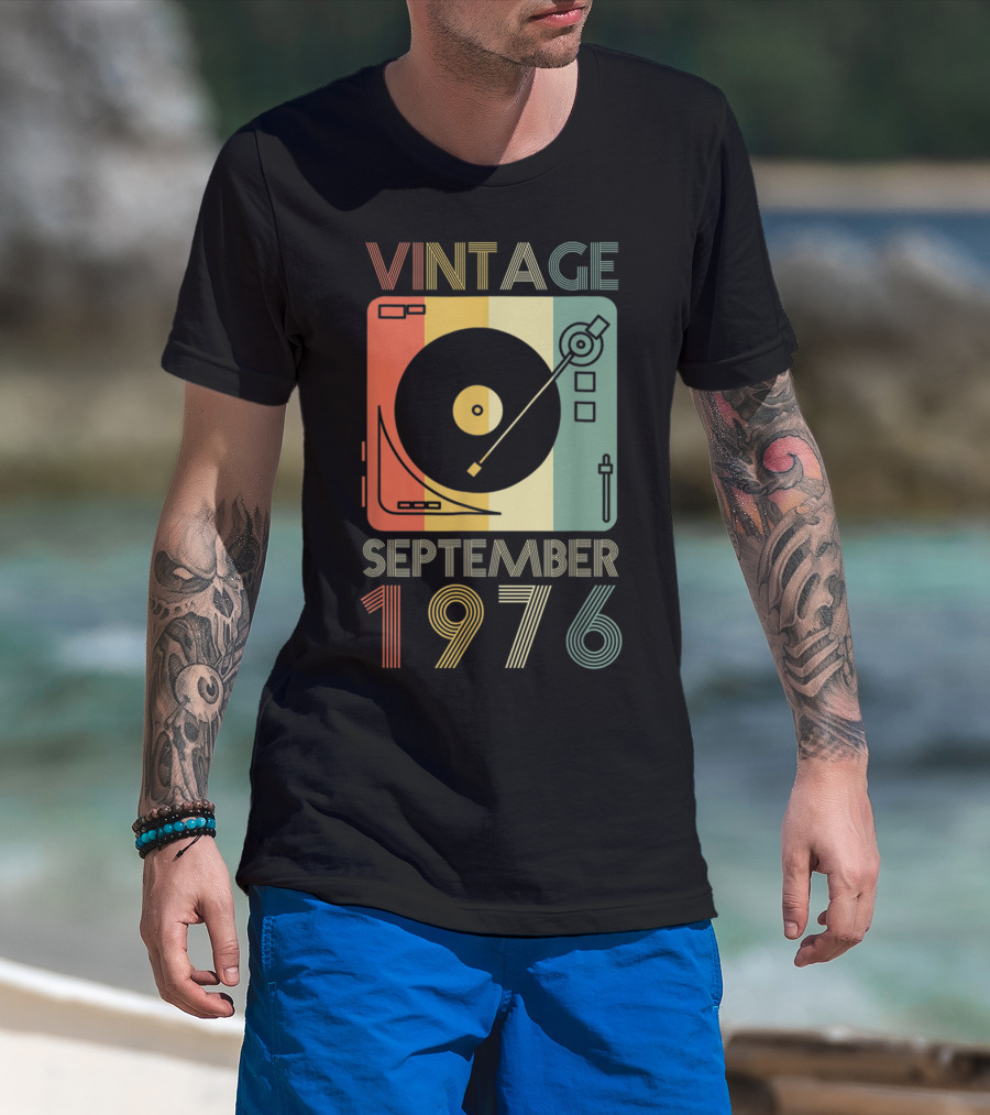 Vintage September 1976 Retro Record Player T-Shirt