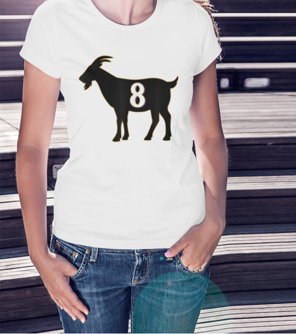 GOAT 8 Baltimore Football Maryland Raven Nation Black Goat Silhouette With Number 8 T-Shirt