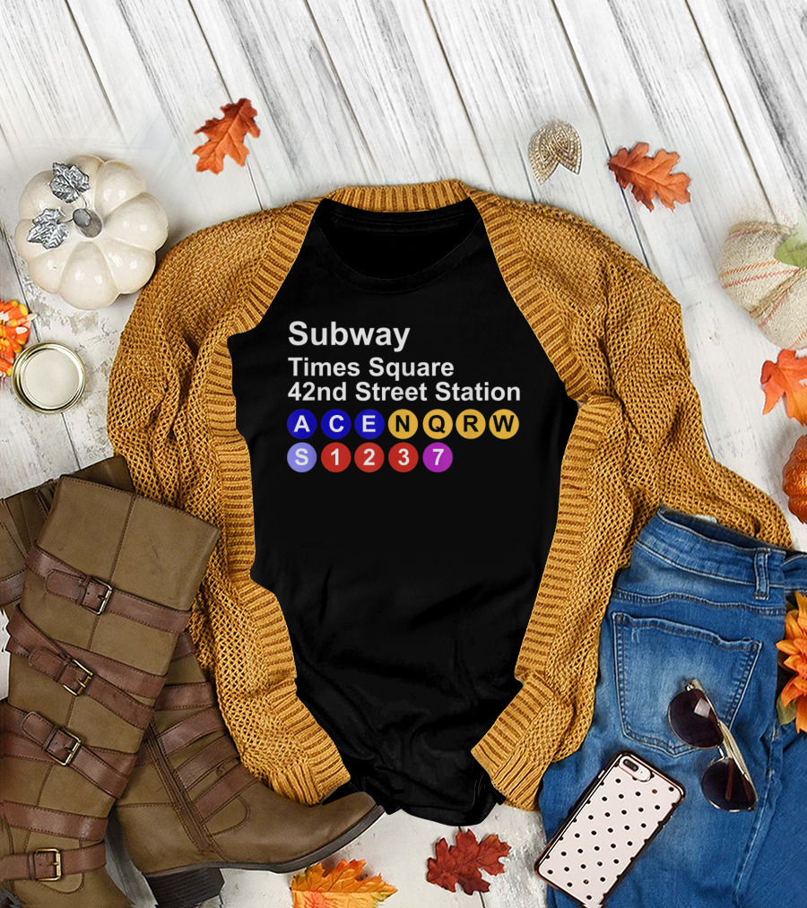 Subway Times Square 42nd Street Station A C E N Q R W S 1 2 3 7 T-Shirt