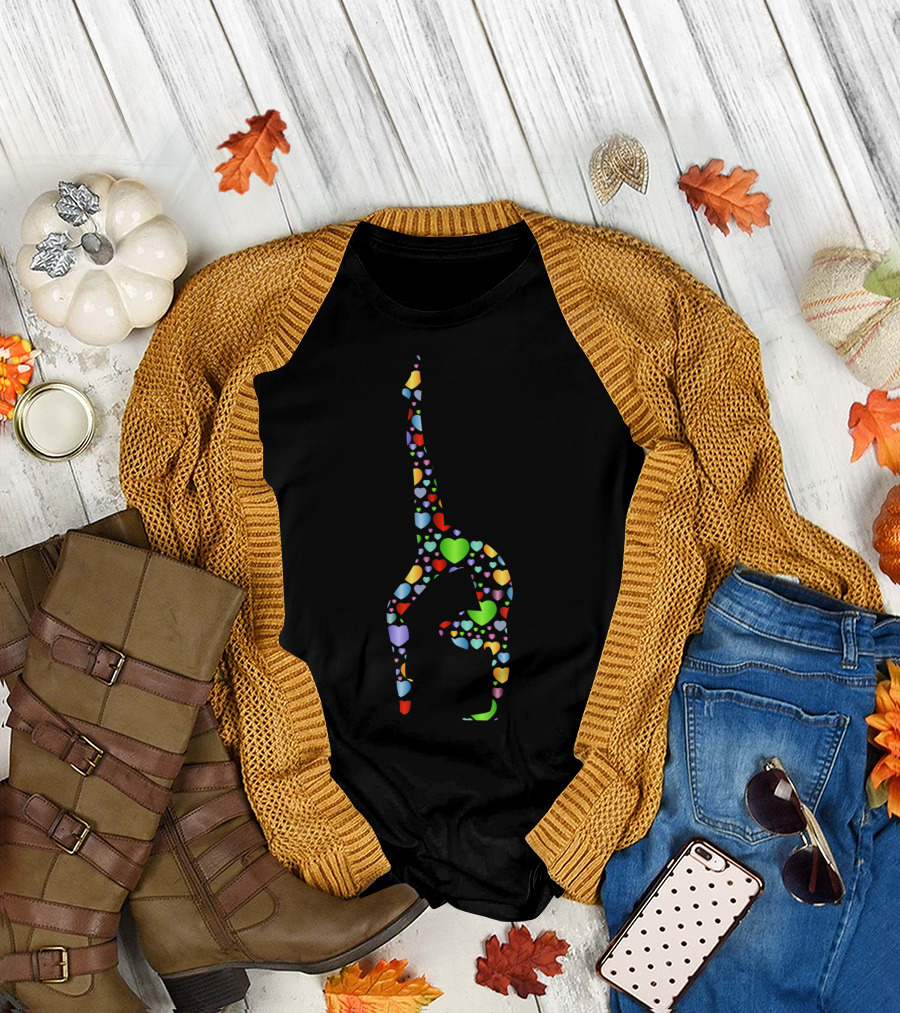 Multicolor Hearts Gymnastics Silhouette Gymnast T-Shirt