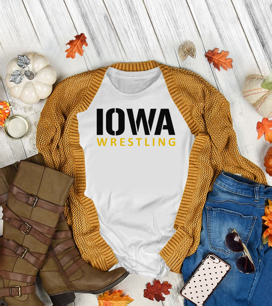 IOWA Wrestling Bold Black and Yellow Block T-Shirt