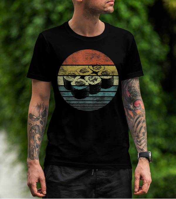 Retro Sushi Roll Sashimi Lover Vintage Japanese Food Chef T-Shirt