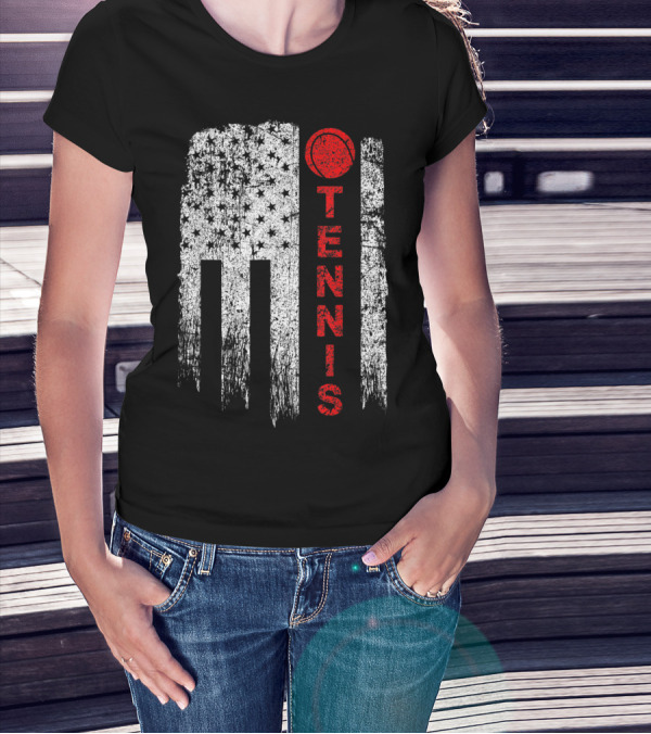 USA Red White Tennis Boys American Grunge T-Shirt