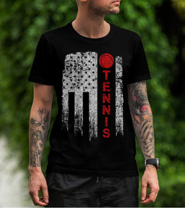 USA Red White Tennis Boys American Grunge T-Shirt