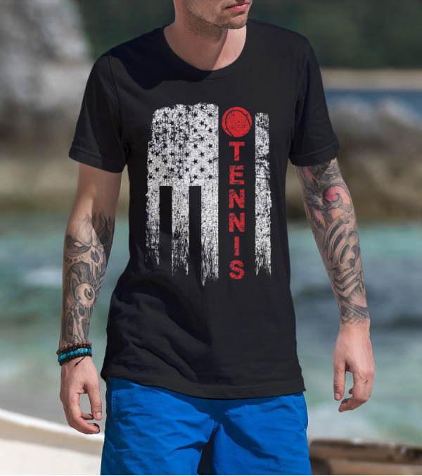 USA Red White Tennis Boys American Grunge T-Shirt