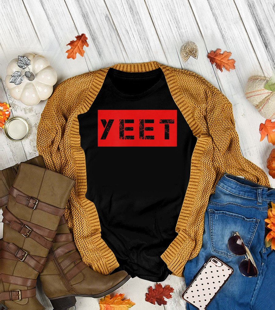 Yeet Meme Gamer Millennial Slogan Bold Red Block Text T-Shirt