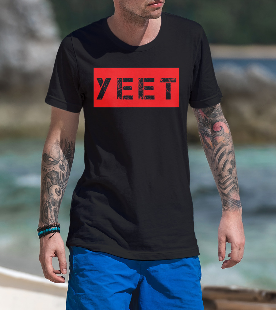 Yeet Meme Gamer Millennial Slogan Bold Red Block Text T-Shirt