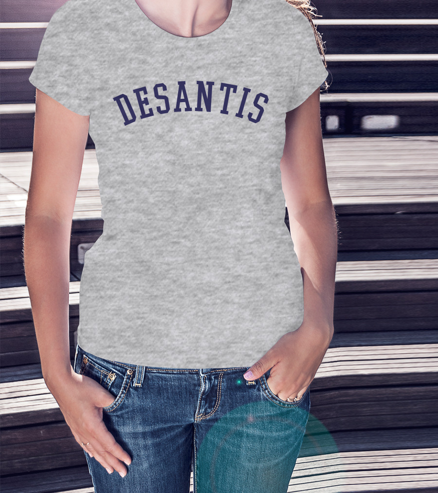 DeSantis Gray Cotton Block Text T-Shirt
