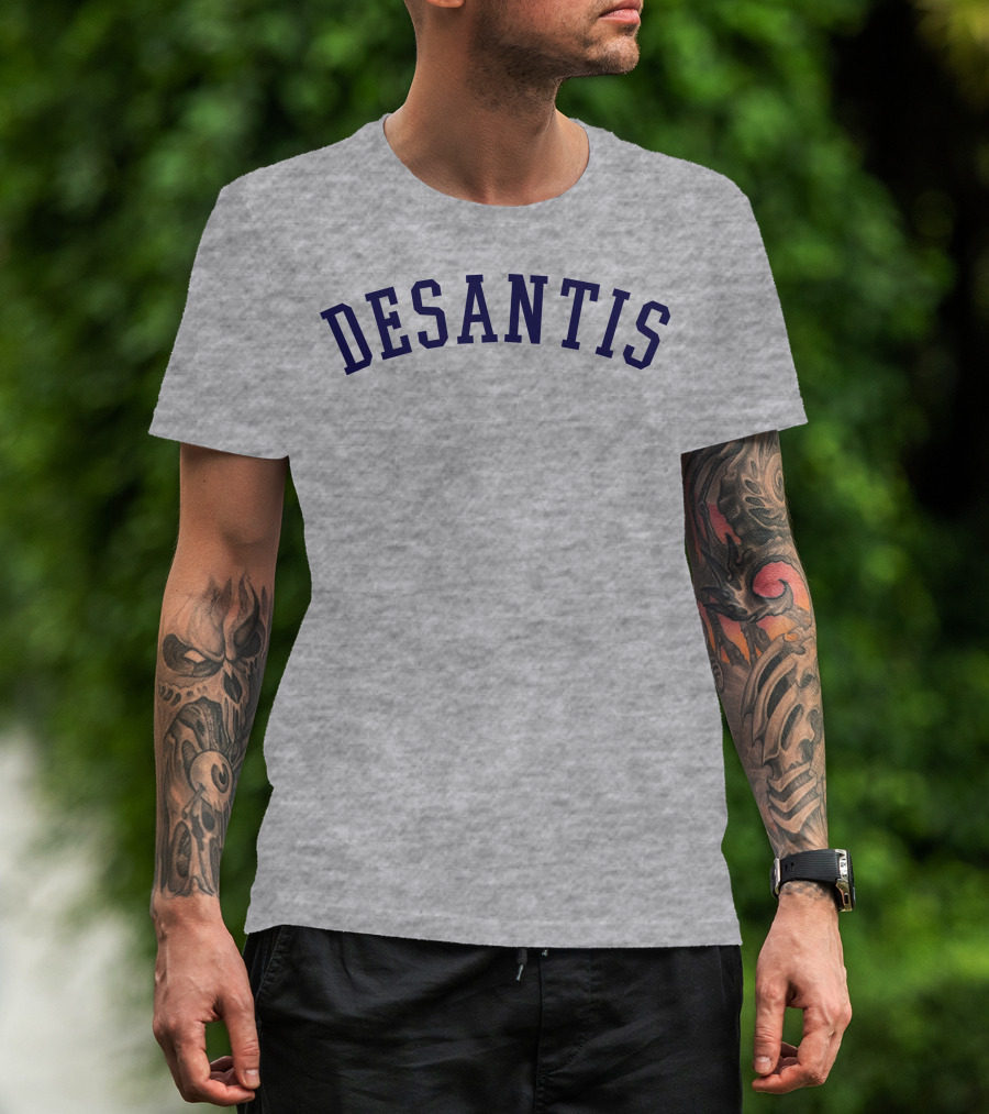 DeSantis Gray Cotton Block Text T-Shirt