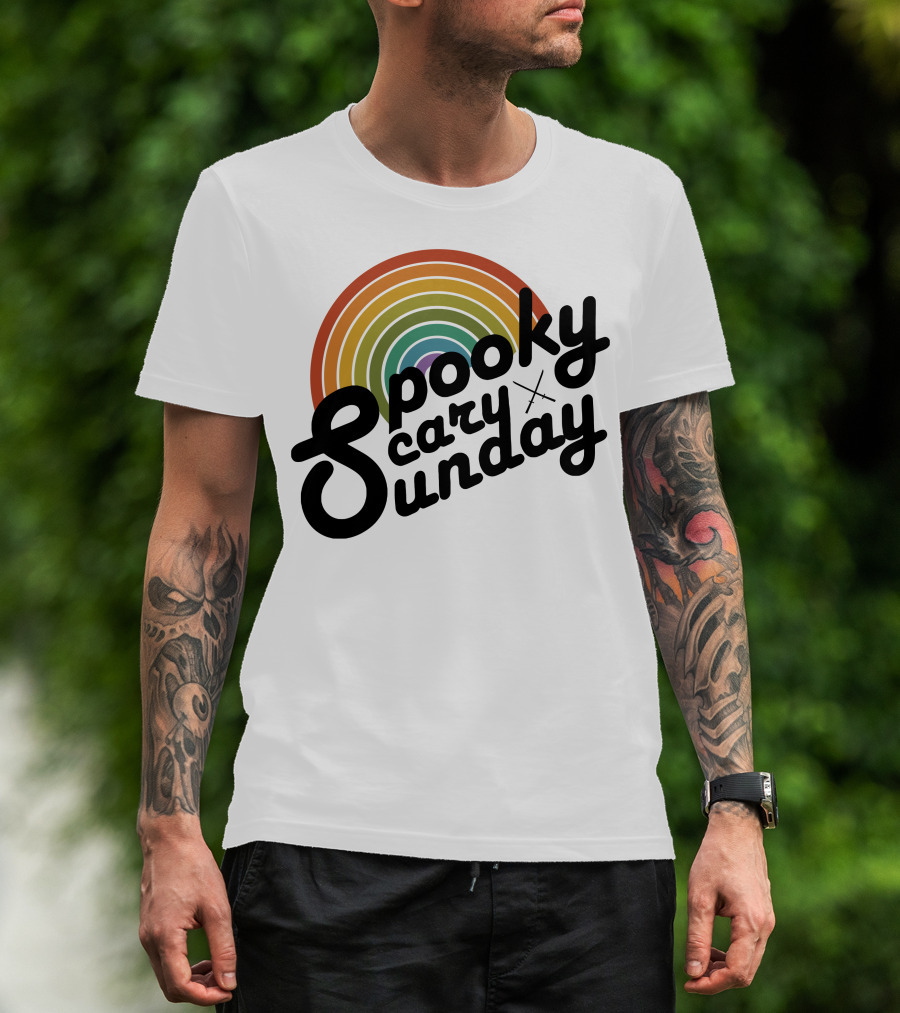CoryxKenshin Spooky Scary Sunday Retro Rainbow T-Shirt