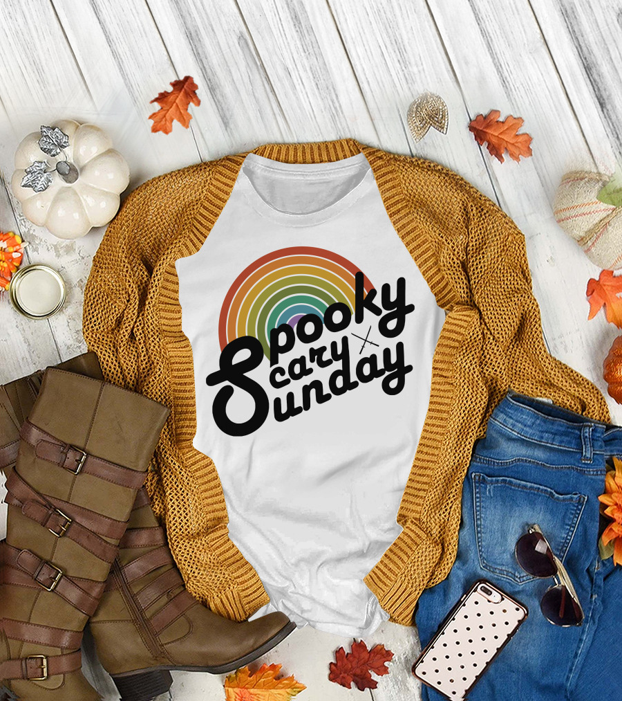 CoryxKenshin Spooky Scary Sunday Retro Rainbow T-Shirt
