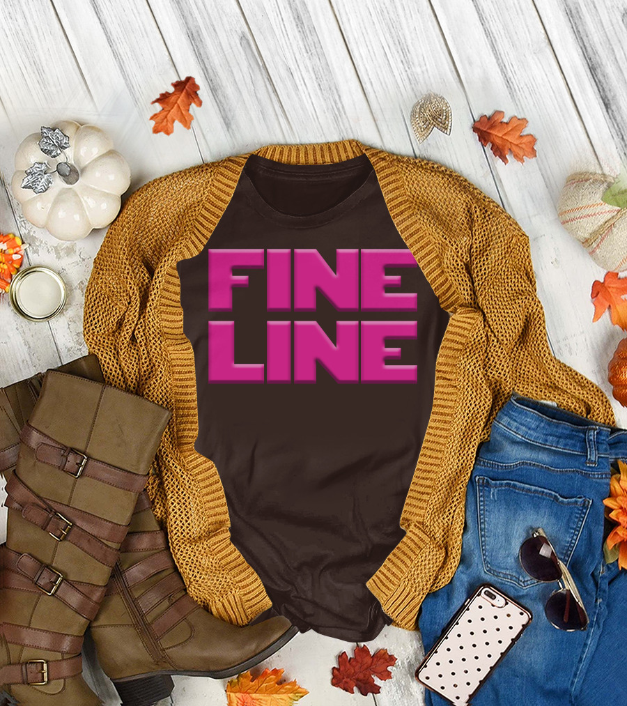 FINE LINE Pink Text on Brown Background T-Shirt