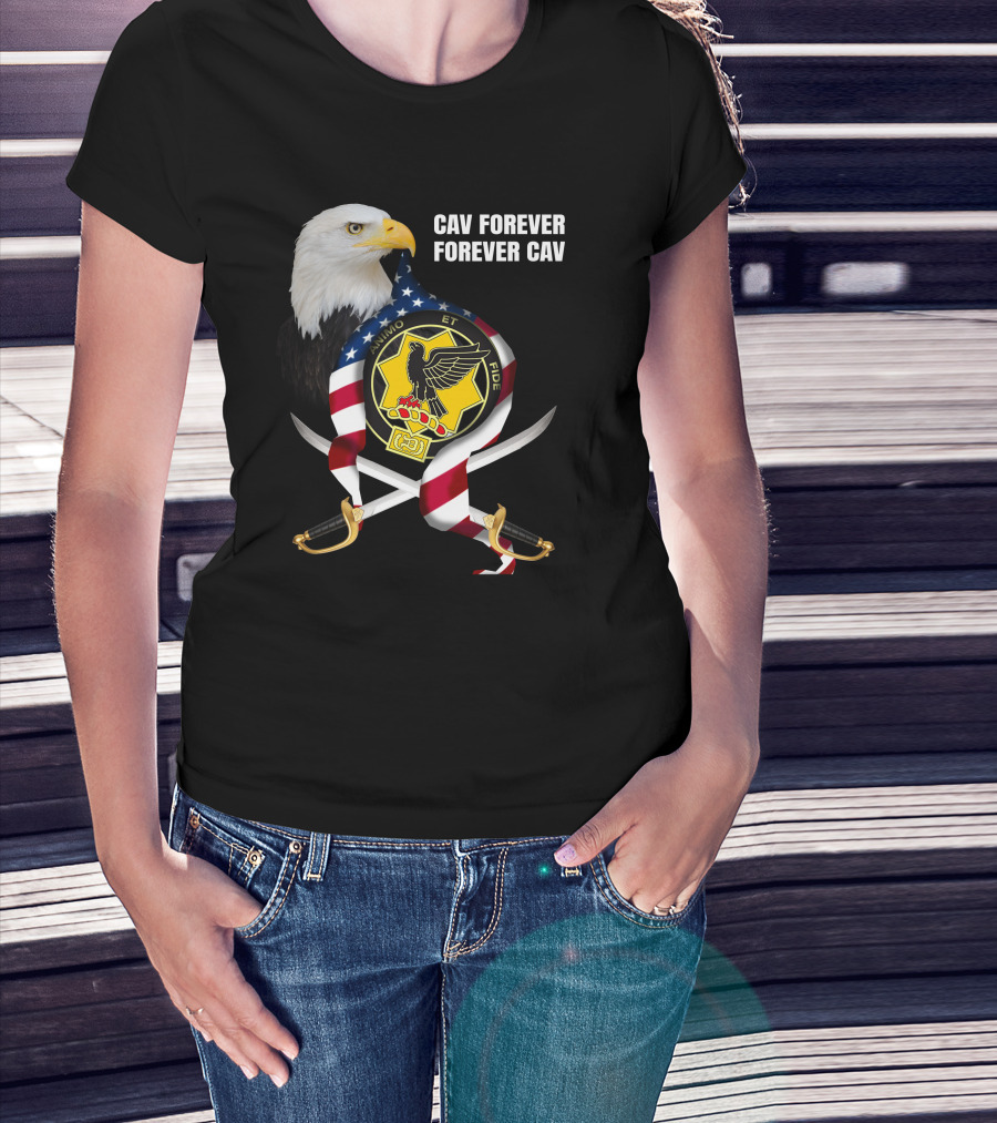Cav Forever Animus Et Fide Bald Eagle American Patriotism T-Shirt