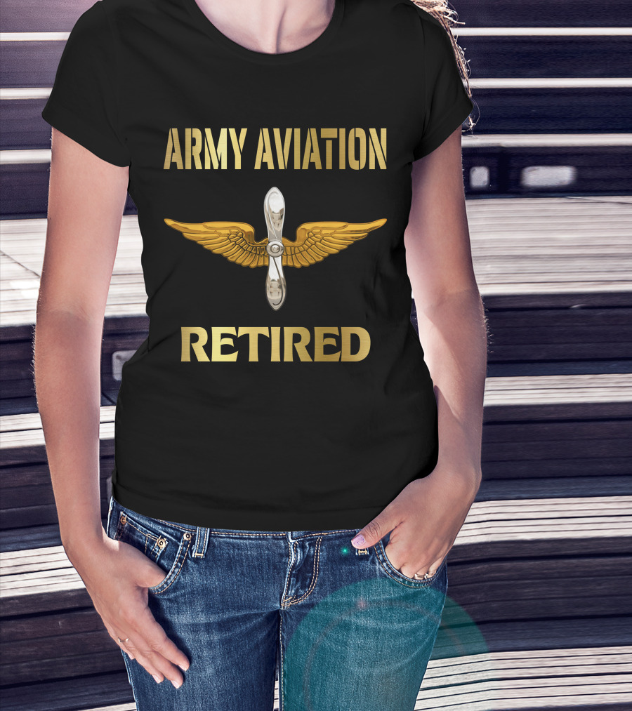 Army Aviation Retired Propeller Wings T-Shirt