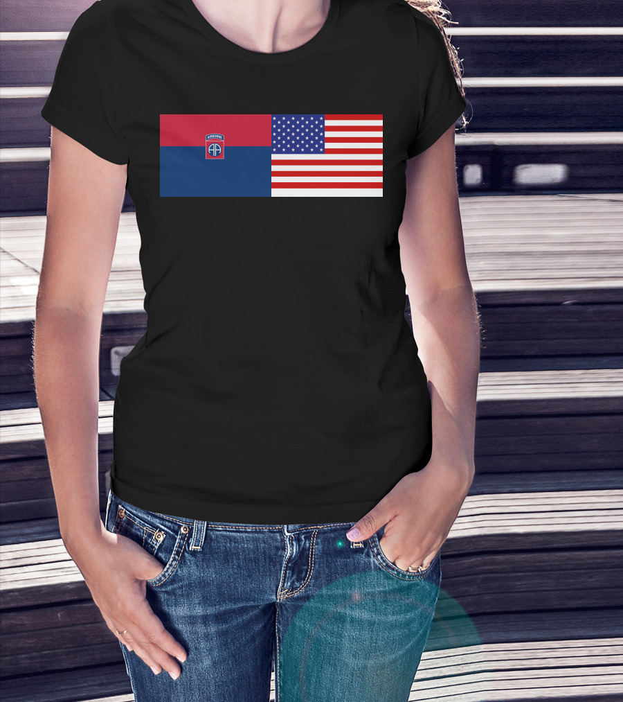 82Nd Airborne Division And American Flag Hklkh1 T-Shirt