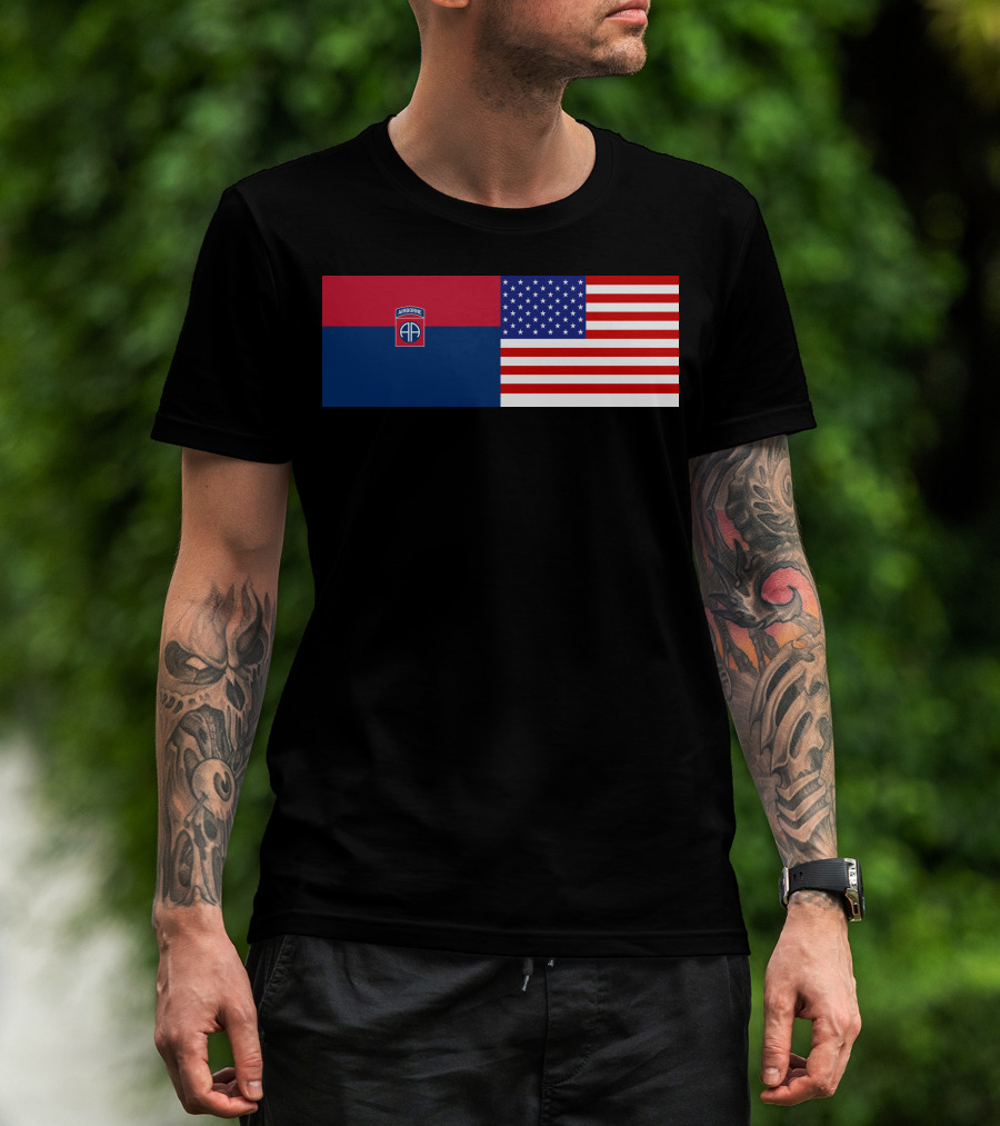 82Nd Airborne Division And American Flag Hklkh1 T-Shirt