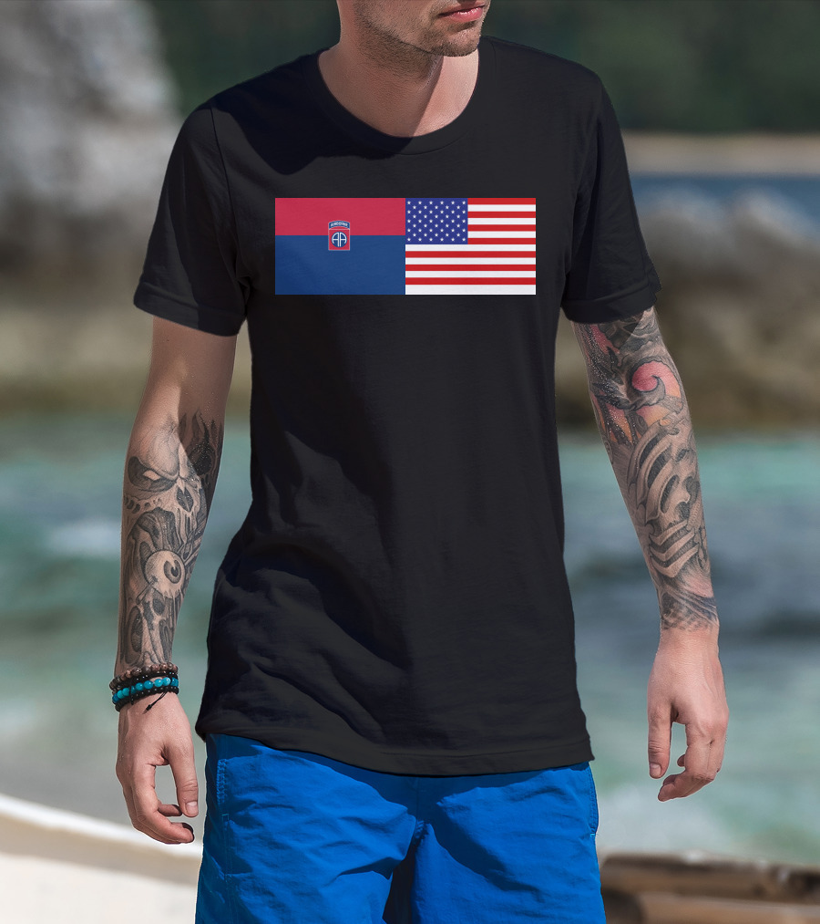 82Nd Airborne Division And American Flag Hklkh1 T-Shirt