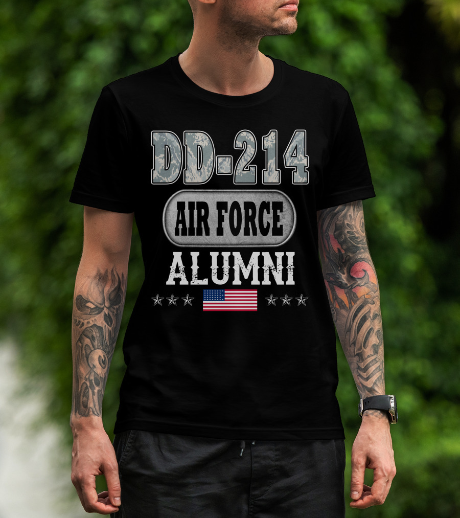 Dd-214 Air Force Alumni Usa Flag Stars T-Shirt