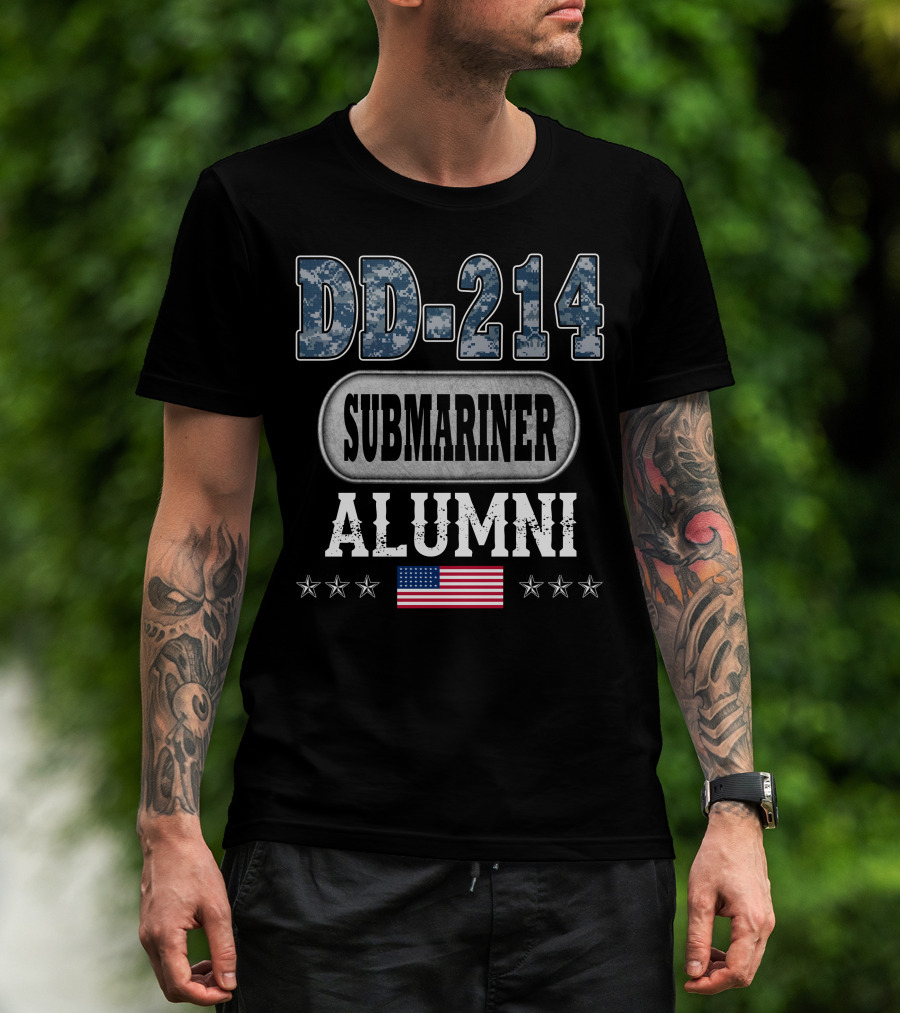 Dd-214 Submariner Alumni American Flag Stars T-Shirt
