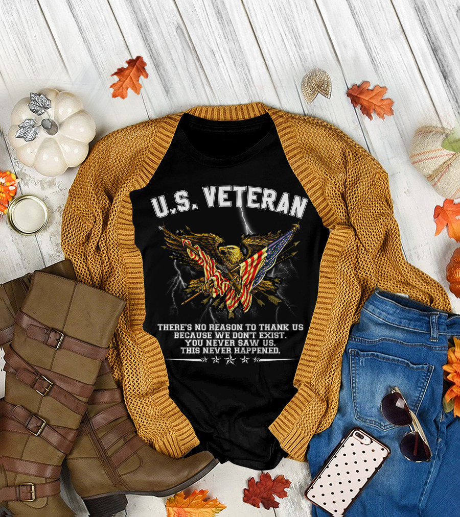 U.s. Veteran Eagle American Flag Patriotic Military Tribute T-Shirt