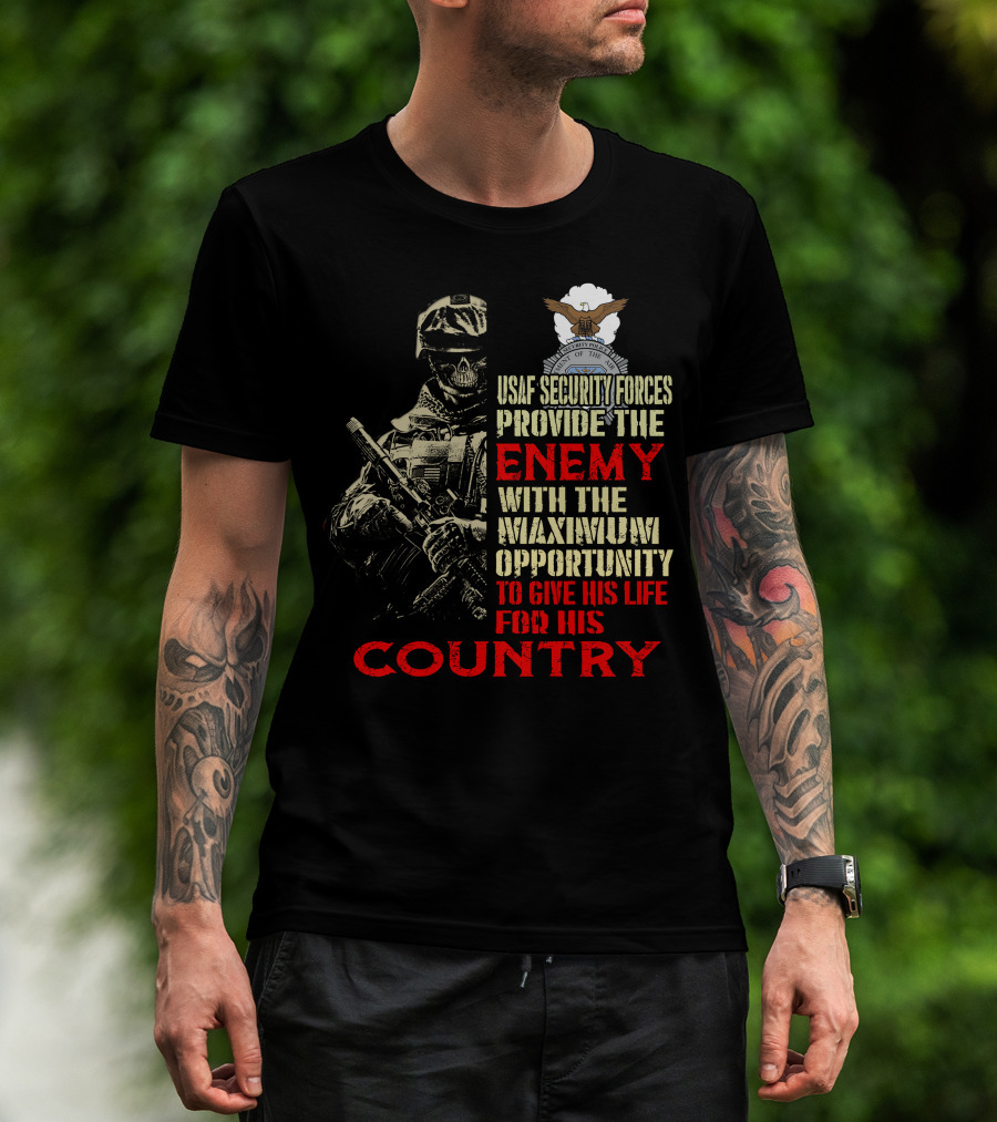 Usaf Security Forces Enemy Maximum Opportunity Country T-Shirt