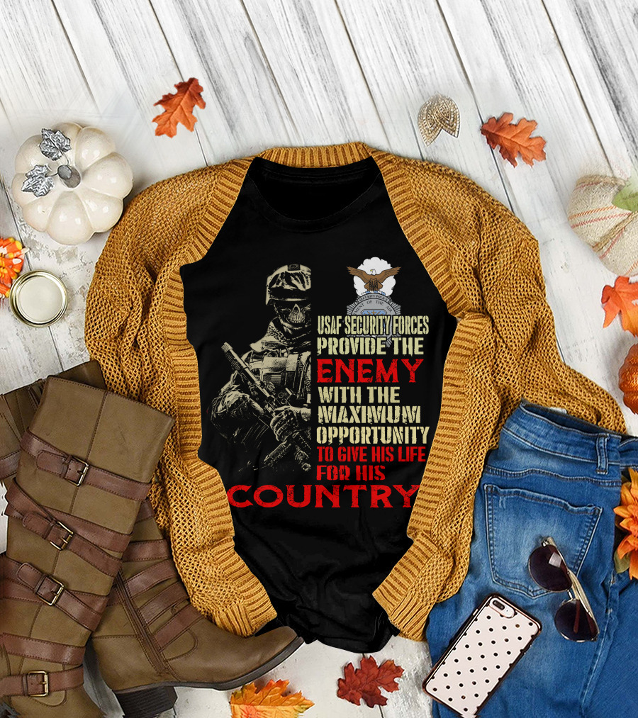 Usaf Security Forces Enemy Maximum Opportunity Country T-Shirt
