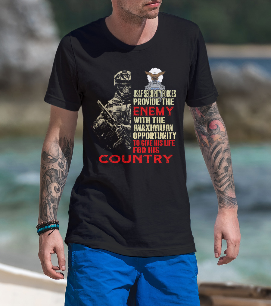 Usaf Security Forces Enemy Maximum Opportunity Country T-Shirt