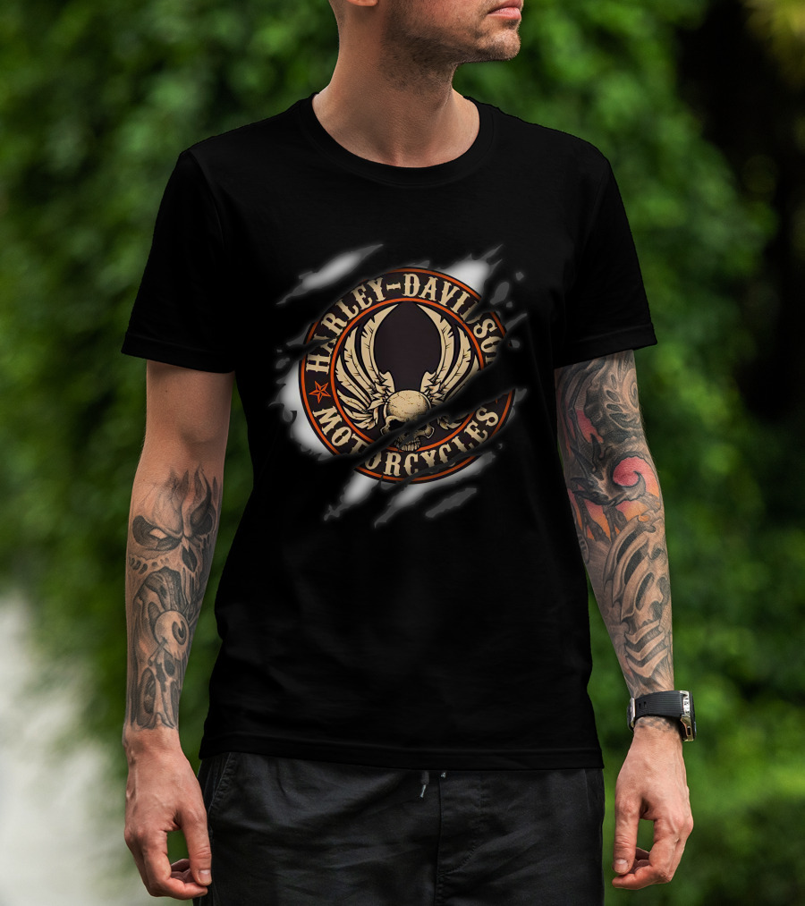 Harley Davidson Motorcycles Skull Wings T-Shirt