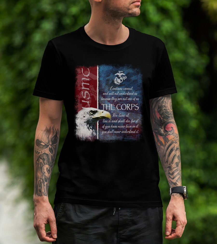 Usmc Marines The Corps Eagle Quote Semper Fidelis T-Shirt