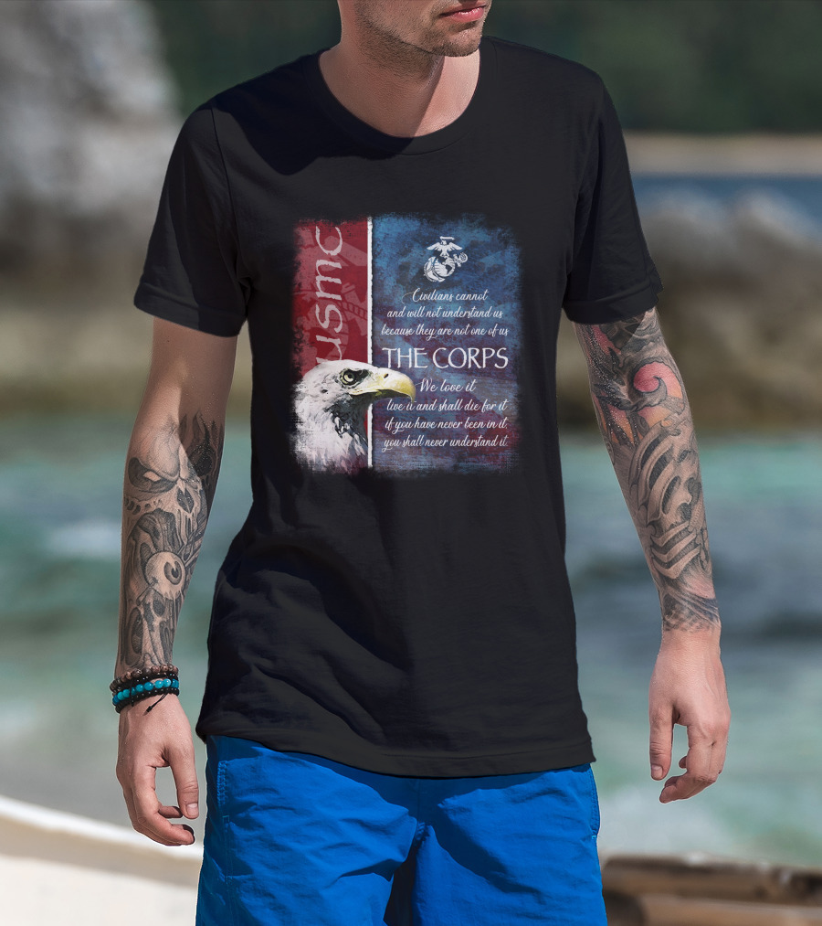 Usmc Marines The Corps Eagle Quote Semper Fidelis T-Shirt