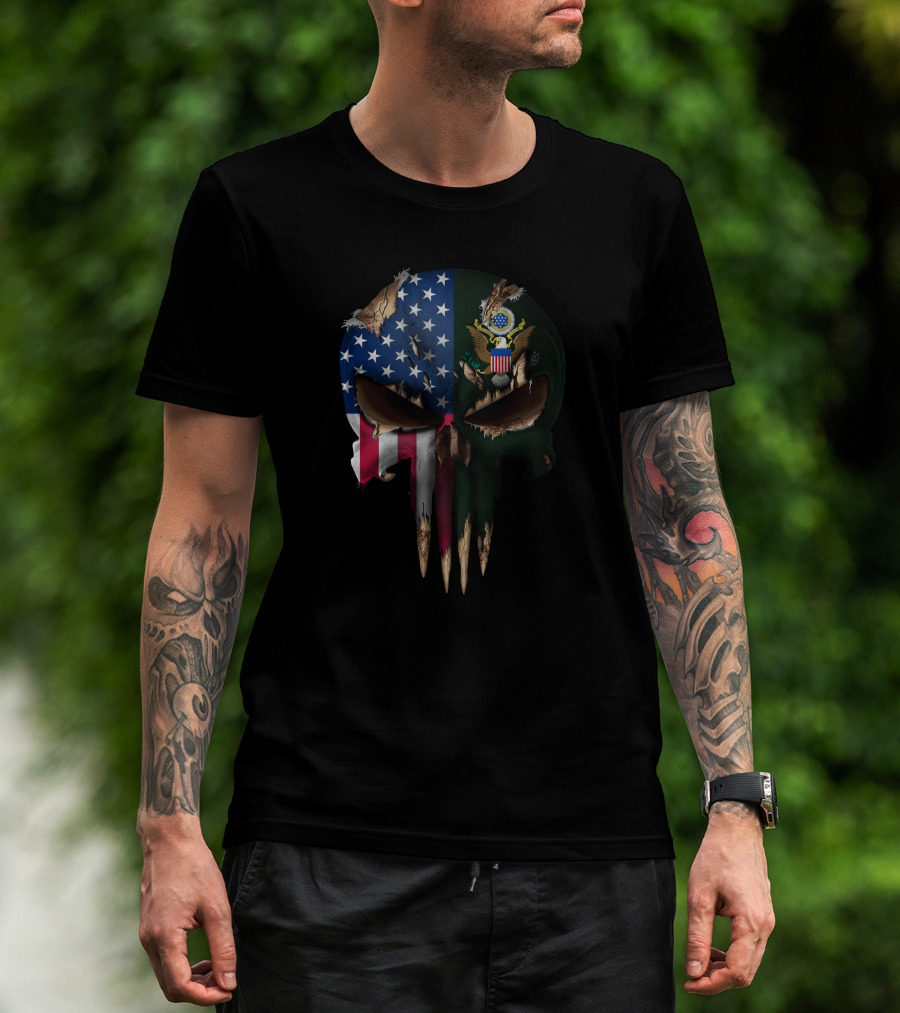 American Flag Skull With Great Seal Of The United States T-Shirt
