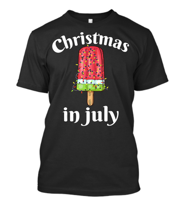 Christmas In July Ice Cream Popsicle With Lights T-Shirt