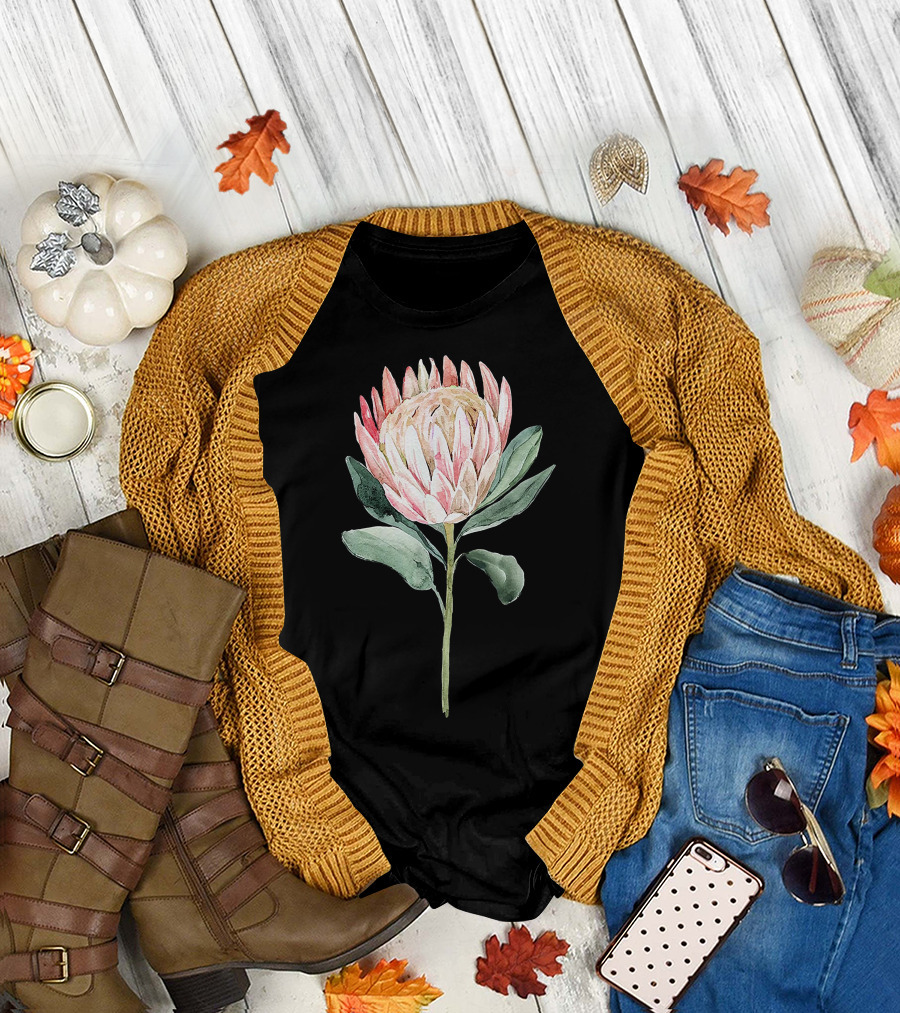 Blossom Flower Watercolor Garden Soft Pastel Protea T-Shirt