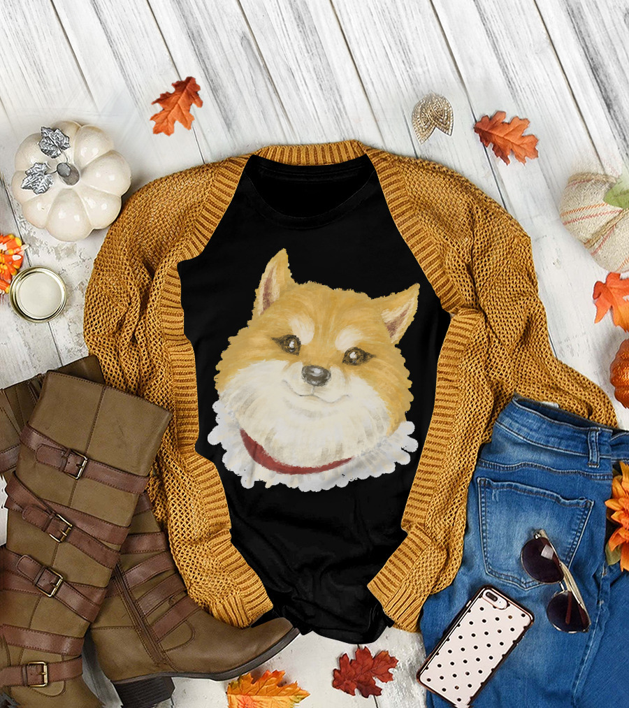 Dog Shiba Inu Portrait Pastel T-Shirt