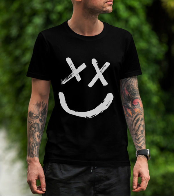 Reverse Smile Distressed Face T-Shirt