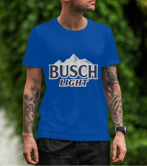 Busch Light Mountains Blue Background T-Shirt
